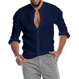 Jubaton Herrenhemd Lose Langarm Einfarbig Einfaches Revers Casual Top Bequem Vielseitig Business Gutaussehend Mode 3XL