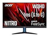 Acer Nitro KG272U Gaming Monitor 27 Zoll (69 cm Bildschirm) WQHD, 75Hz, 1ms (G2G), 2xHDMI 1.4, DP 1.2a, HDMI/DP FreeSync, Schwarz/blau