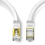 Veetop Lan Kabel Cat 8 Netzwerkkabel Ethernet Kabel mit High Speed 40 Gigabit/s Geschwindigkeit und 2000MHz Bandbreite. Weiß (1m)