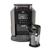 Krups EA819E Arabica Latte Quattro Force Kaffeevollautomat | 1450 Watt | Wassertankkapazität: 1,7 Liter | Pumpendruck: 15 bar | LCD-Display | Platin-schwarz