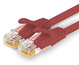 1CONN - 10m Netzwerkkabel, Ethernet, Lan & Patchkabel für maximale Internet Geschwindigkeit & verbindet alle Geräte mit RJ 45 Buchse rot - 1 Stück