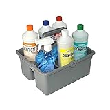 LORITO Reinigungsmittel Set mit 6 Flaschen für alle Hygienebereiche inklusive praktischer Tragekorb und Mikrofasertuch