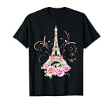 Farbenfroher Eiffelturm Paris in Frankreich Pariser Rose T-Shirt