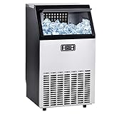 DRSM Freistehende gewerbliche Eismaschine mit Eisschaufel, 100 lbs/24 Std, automatischer Reinigung, eingebautem automatischem Wassereinlass, elektrischer Nugget-Eismasch