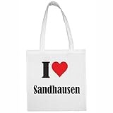 Reifen-Markt Tasche I Love Sandhausen Größe 38x42 Farbe Weiss Druck Schwarz
