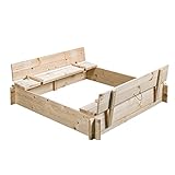 h2i Sandbox Sandkasten aus Holz bunt oder Natur - ohne Boden 120 x 120 x 25 cm bunt (Sandbox gucio)