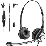 Headset Handy mit Mikrofon Noise Cancelling & Lautstärkeregler, PC Kopfhörer 3,5mm Klinke für iPhone Samsung Computer Business Skype SoftPhone Call Center Office, Klar Chat, Ultra Komfort