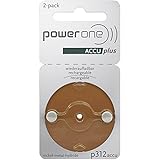Powerone Accu Plus Wiederaufladbare Hörgeräte Batterien Größe 312 - Packung mit 2