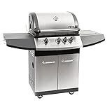 Mayer Barbecue ZUNDA Gasgrill MGG-331 Pro 3 Brenner 1 Seitenbrenner Grillwagen, Grillfläche 60 x 45 cm, für 5 kg Gasflasche, leistungsstark (14,7 kW)