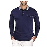 Beokeuioe Sweatshirt Casual Herren Poloshirt Langarm Slim Fit Einfarbig Golf Shirts Polohemd für Männer Modisch Bequemes Langarmshirt mit Knöpfe Herren Sports Freizeitshirt Arbeitsshirt