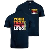lepni.me Premium Benutzerdefinierte Polo Shirts mit Ihrem Firmenlogo Personalisierte Vorder-und Rückseite Druck für Unternehmen Berufskleidung Uniform Golfliebhaber (XL Navi Blau Mehrfarben)