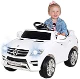 Kinder Elektroauto Mercedes ML 350 Original Lizenz Auto 2X 25 Watt Motor Kinderauto Kinderfahrzeug Elektroauto (Weiß)