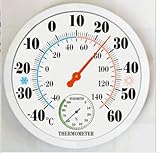 Thermometer Innen Außen - 25.4cm Raumthermometer Innen Außenthermometer Hygrometer (Weiß1)