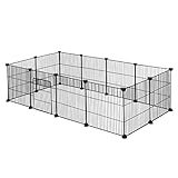 EUGAD Freigehege für Kaninchen aus Metallgitter, Meerschweinchen Gehege, Schwarz BHT 142x36x72cm