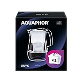 AQUAPHOR B218 Wasserfilter Onyx schwarz inkl. 1 MAXFOR+ Filterkartusche - Premium-Wasserfilter in Glasoptik zur Reduzierung von Kalk, Chlor & weiteren Stoffen , Volumen 4,2 l