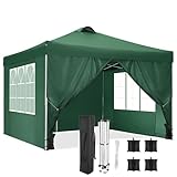 Tooluck 3 x 3 Zelt, faltbar, wasserdicht, Gazebo 3 x 3 m, Gartenpavillon Empfangszelt mit Entlüftung für Garten, Camping, Party, Festival, 4 Sandsäcke