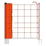 VOSS.farming Schafnetz Elektronetz 50m 2 Spitzen 90cm 13 Pfähle Orange Schafzaun Elektrozaun Weidezaun