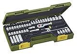PROXXON Steckschlüsselsatz, Feinmechaniker-Satz mit 1/4'-Umschaltratsche sowie Schraubendrehergriff, 50-teiliges Werkzeug-Set mit Kunststoffkoffer, 23280