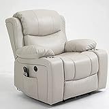 hanzeni Einzel-Liegestuhl mit Massagefunktion Heimkino-Sitzgelegenheiten aus Leder Power-Liegestuhl Sofa Ergonomischer Lounge-Sessel mit USB-Anschlüssen