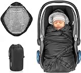 Zamboo Einschlagdecke für Babyschale und Babywanne - praktische Alternative zum Winter Fußsack, weiches und wattiertes Thermo Fleece - Schwarz (Basic)