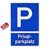 Hinweisschild 'Privatparkplatz', 1 Stück, 30 x 20 cm, 2,7 mm starkes PVC Schild mit Bohrlöchern, Parken verboten Schild für Innen- und Außenbereich, privater Parkplatz Kennzeichnung, Parkplatzschild
