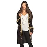 Boland 74175 - Jacke Piratin für Damen, schwarz-gold, Mantel für Frauen, Seeräuber, Freibeuter, Kostüm, Karneval, Mottoparty