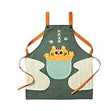 ZHAOHUAGE Niedliche Cartoon-Leinwand-Baumwolle Kochen Schürzen for Frauen Männer mit Taschen for Kochrestaurant Küche BBQ (Color : A, Size : One Size)