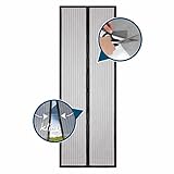 Hoberg Magnet Tür-Insektenschutz für Wohnwagen | 60 x 195 cm, Höhe zuschneidbar, 2 Schienen zum Beschweren | Klebemontage mit 14 Klettverschlüssen ohne Bohren | Magnetisches Schließsystem [Anthrazit]