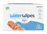 WaterWipes Biologisch abbaubare Original Baby-Feuchttücher, hergestellt aus 99,9 % Wasser und unparfümiert für empfindliche Haut, 720 Stück (12 Packungen)