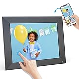 BSIMB digitaler Bilderrahmen WLAN 9 Zoll IPS Bildschirm, elektronscher Smart Photorahmen mit 16 Speicher, Bewegungssensor, Touch-Screen, Geschenk für Großeltern, Ehepaare und Familie, Schwarz