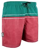 GUGGEN Mountain Badehose für Herren Schnelltrocknende Badeshorts 1607 mit Kordelzug Beachshorts Boardshorts Schwimmhose Männer mit Streifen Gruen Rot XXXL