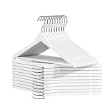 OGIVO Kleiderbügel Holz - 20 Stück - Holzbügel für Ihren Garderobe - Haken um 360° drehbar - Einkerbungen im Schulterbereich - Hangers (Weiß)