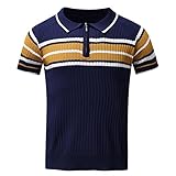 Berimaterry Men's Polo Shirt Short Sleeve Polo Shirts Herren Hemden Kurzarm Striped Polohemd Stylisches Tshirt Loser Regular