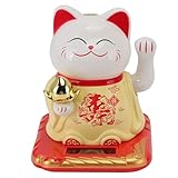 Lucky Cat Ornament, Lucky Waving Cat Light Induction Plastic Chinese Welcome Cat Ornament für Home Cars(Long life)