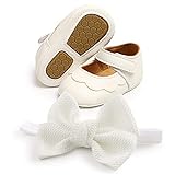 Babyschuhe, Taufschuhe Mädchen Baby Prinzessin Schuhe Stirnbänder Geschenkset |Anti-Rutsch&Weiche Sohle| Säugling Pailletten Bowknot Blumen Krippe Schuhe Lauflernschuhe Mädchen Hochzeit Schuhe