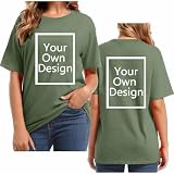 Individuelles Bild Tshirt Bedrucken Lassen für Damen/Mädchen Selbst Gestalten mit Vorne/hinten Bedruckt T-Shirt Personalisiert Exklusive Oberteile Foto Text Logo Tops für D