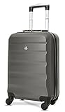Aerolite Leichter ABS Hartschale 4 Rollen Handgepäck Trolley Koffer Bordgepäck Gepäck für Ryanair, easyJet, Lufthansa, und viele mehr, Charcoal