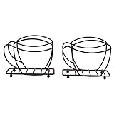 Tisch-Serviettenhalter, Eisen, 2 Stück, stabiler, freistehender Serviettenhalter, Kaffeetassenform für Restaurant(Bronze)