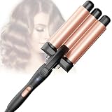Lockenstab 3 Fässer Beach Waves - Welleneisen für Haare Einstellbar Schnell Erhitzendes für Langes Kurzes Haar Hair C