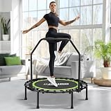 ONETWOFIT klappbares Trampolin für Erwachsene, 101cm Mini Fitness Trampolin W/einstellbare Schaumstoffgriff Bungees, leise Übung Trampolin für persönliche I