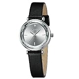 BOFAN Armbanduhr für Damen mit Diamant-Zifferblatt, Kristall-Lünette und bequemem, weichem Lederband., schwarz / silber, Diamant Uhr