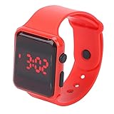 ZJchao Smart-Armband Uhr, wasserdicht, leuchtend, elektronische Uhr, modisch, stilvolle Armbanduhr, digitale Armbanduhr, Armband aus Gummi (rot)
