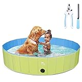 Zacro Hundepool fur Große Hunde 160cm, Tragbares Faltbares Haustier Planschbecken, PVC-rutschfest Für Kinder Hund Katze Schwimmbecken