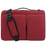 Lohol Wasserabweisende 360° schützende Laptop-Schultertasche mit Griff, Travel Messenger Bag Reisetasche Laptop Tasche Sleeve Fit für 15.6 Zoll Laptop Tragtasche (Rot)