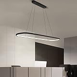 LED Pendelleuchte Dimmbar Hängeleuchte Mit Fernbedienung Esstisch Hängelampe Modern Höhenverstellbar Pendellampe Kurve Design Leuchte Für Esszimmer Arbeitszimmer Wohnzimmer Küche Schwarz,120
