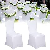 XMTECH Universell Stuhlhussen Stuhl Husse Stretch Weiß Stuhlbezüge Moderne für Hochzeiten und Party Dekoration (100 Stück)