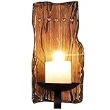VOMI E14 Wandleuchte Holz Vintage Innen Kerzen Wandlampe mit Eisen Halterung, Schwarz Retro Klassisch Deko Wand Lampe für Treppen Flur Aisle Loft Bar Schlafzimmer,C (C)