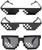 3 Stück Pixel Brille Thug Life Sonnenbrille Foto Requisiten Unisex Sonnenbrillen Spielzeug für Minecraft Partys Männer Frauen