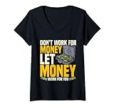 Damen Börsenweisheit Spruch Aktie ETF Geldanlage T-Shirt mit V-Ausschnitt