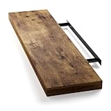 Casaria® Wandregal Holz Dunkle Eiche Hängeregal mit Halterung 15kg Tragkraft Küche Wohnzimmer Flur Schweberegal Bücherregal Regalbrett Schwebend 90
